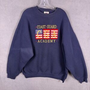 Vintage US Coast Guard Academy Mens 2XL Sweatshirt Blue Made In USA Read!